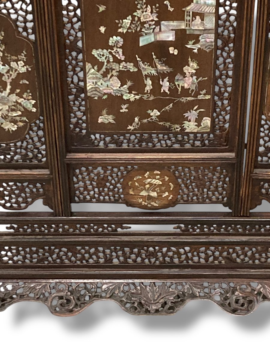 19th Century Wooden And Mother-of-pearl Screen-photo-1