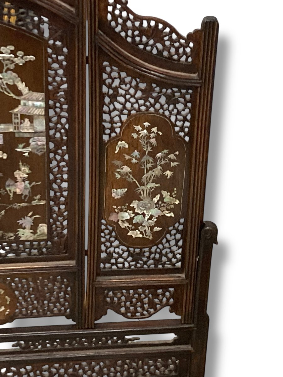 19th Century Wooden And Mother-of-pearl Screen-photo-2