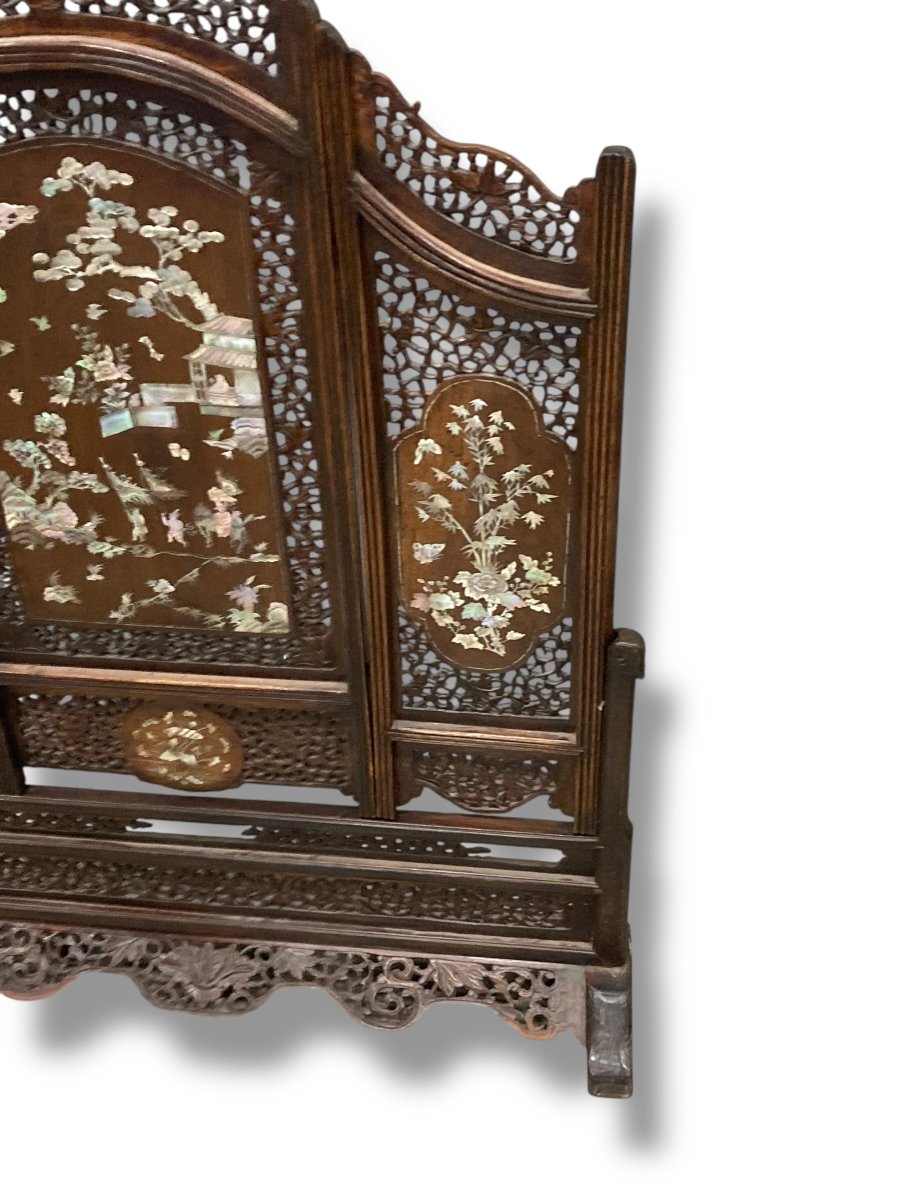 19th Century Wooden And Mother-of-pearl Screen-photo-3