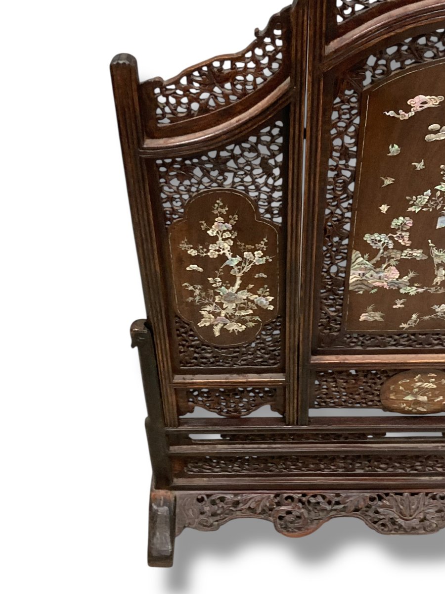 19th Century Wooden And Mother-of-pearl Screen-photo-5
