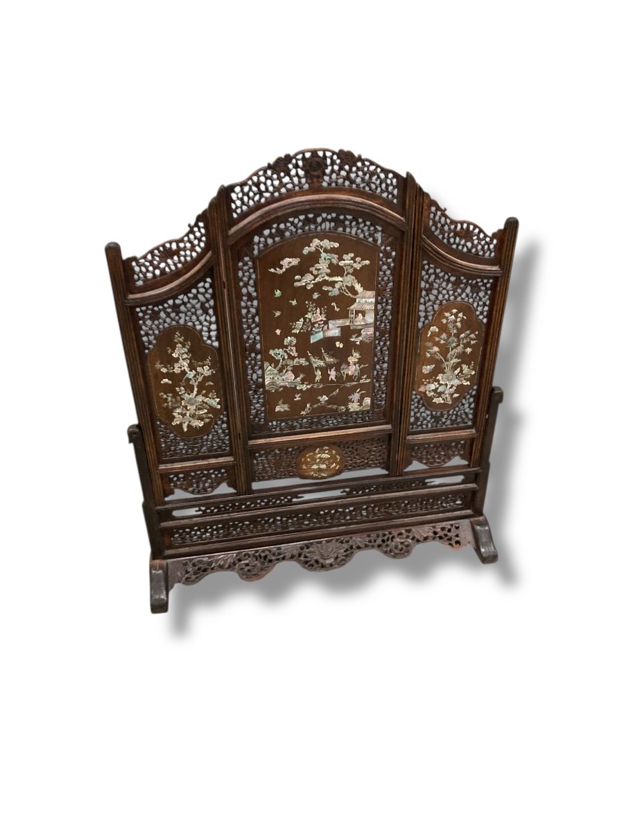 19th Century Wooden And Mother-of-pearl Screen-photo-6