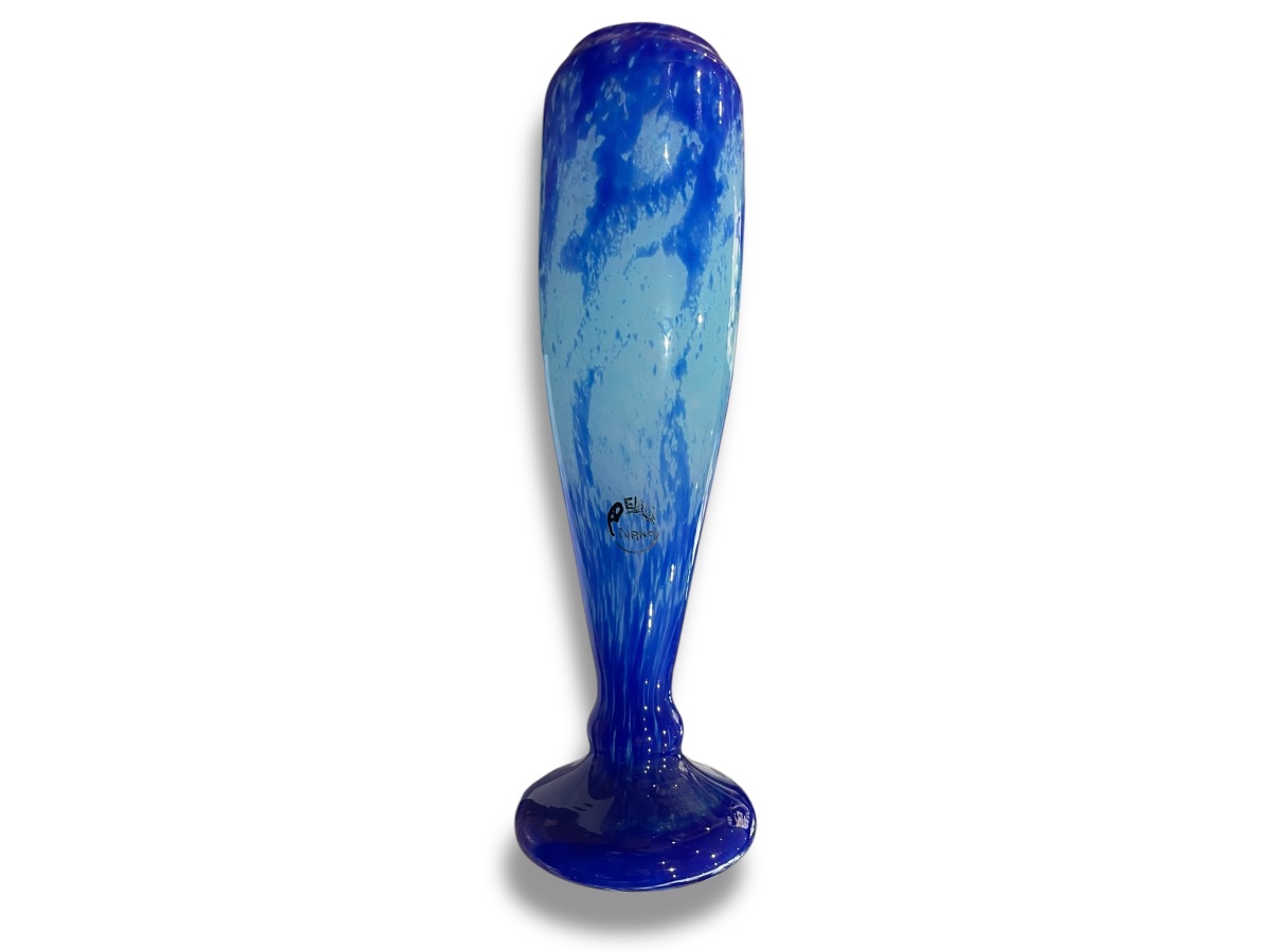 Vase verre bleu marmoréen André Delatte Nancy-photo-6