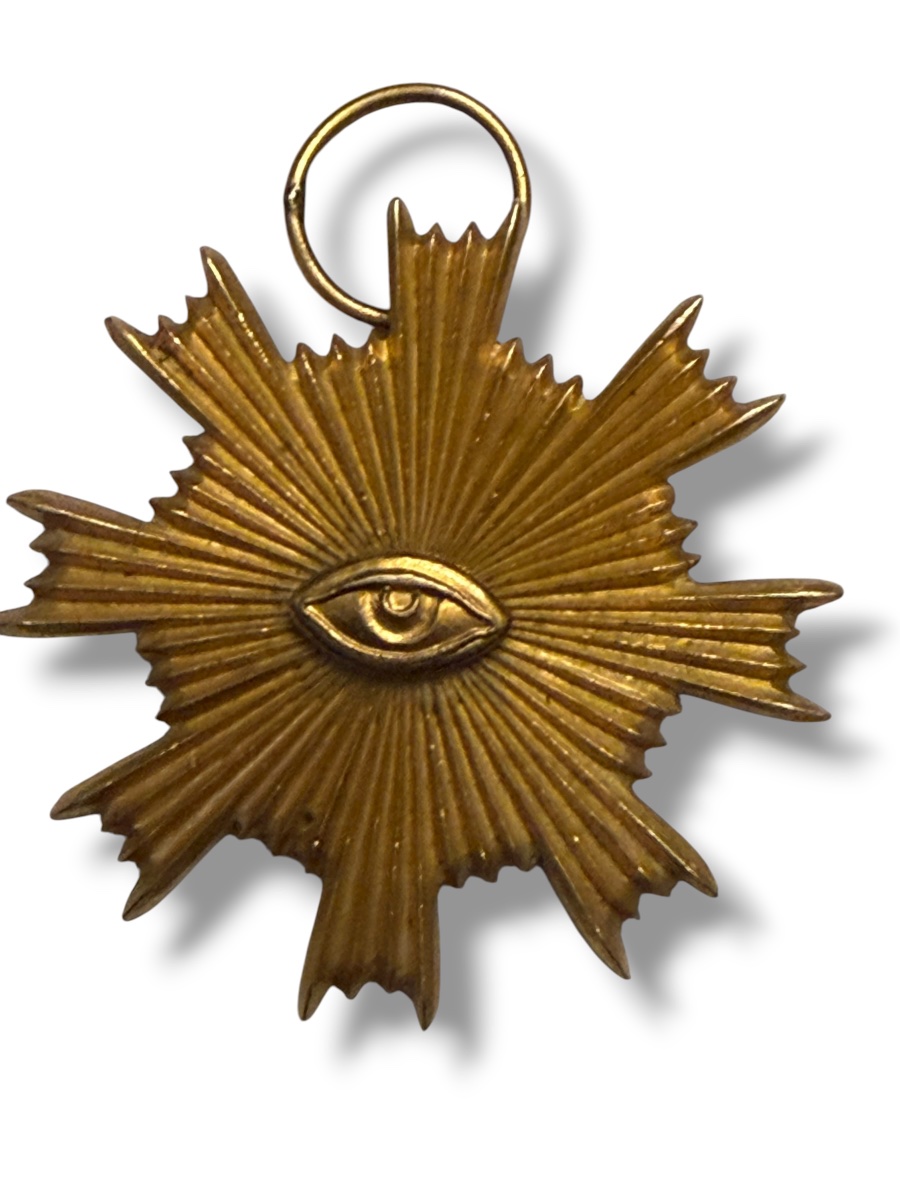 Illuminated Masonic Eye Of Providence Medal, 19th Century-photo-2