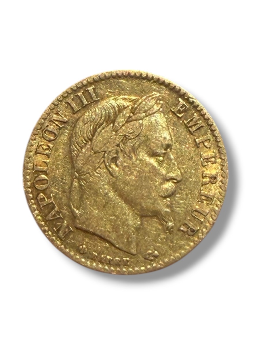 Gold 10 Franc Coin Napoleon III Laureate Head 1866