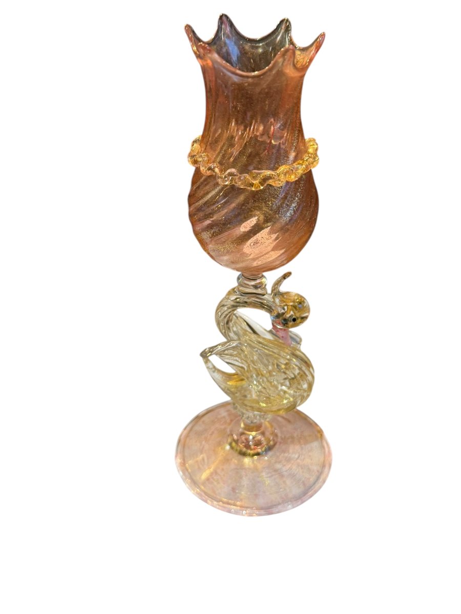 Ancien vase Murano coloré modèle cygne XIXeme-photo-4