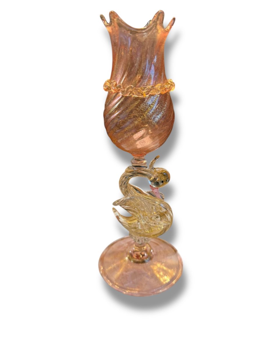 Ancien vase Murano coloré modèle cygne XIXeme-photo-5