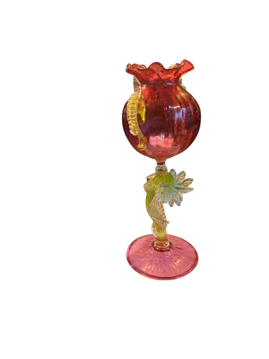 Ancien vase Murano coloré modèle fleur XIXeme-photo-3