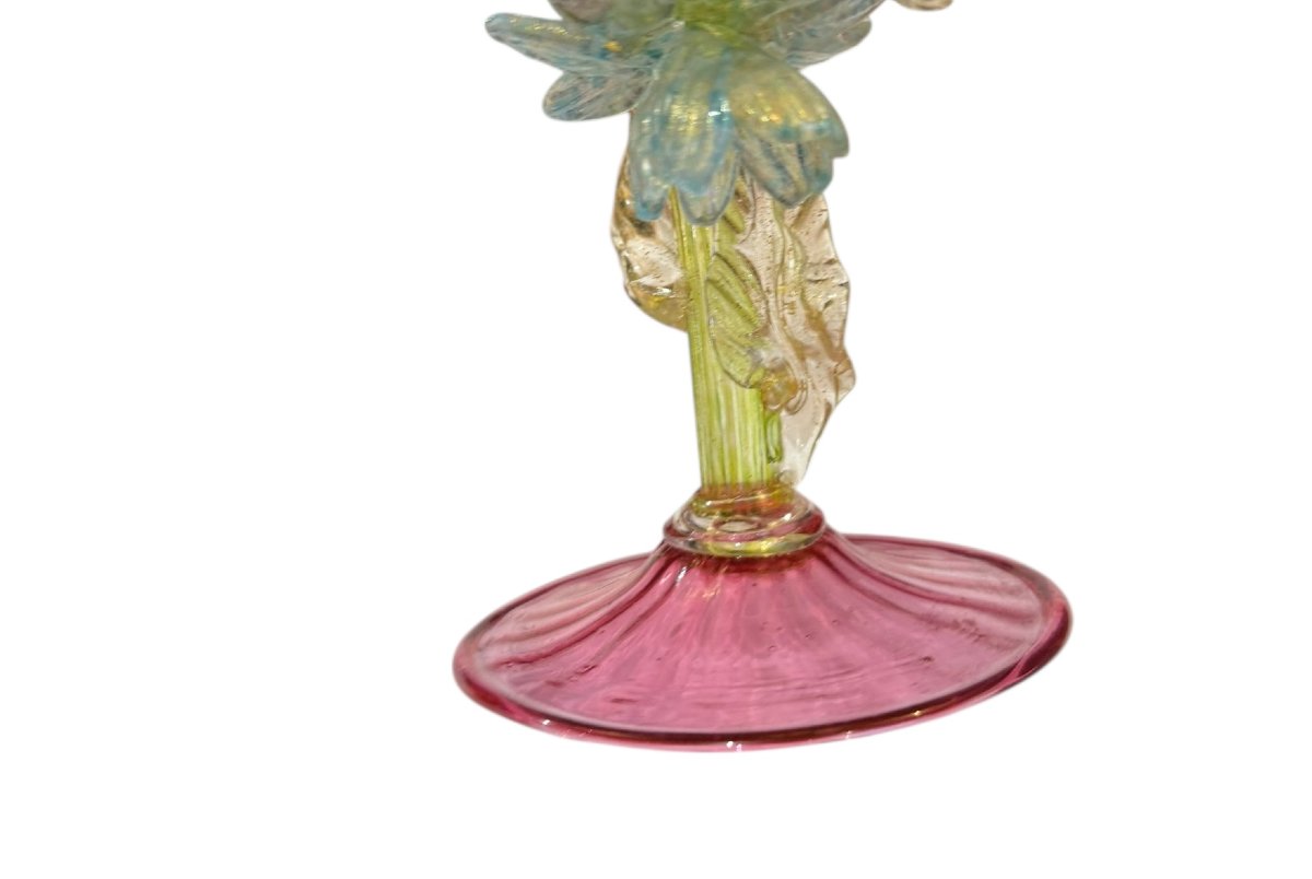 Ancien vase Murano coloré modèle fleur XIXeme-photo-1