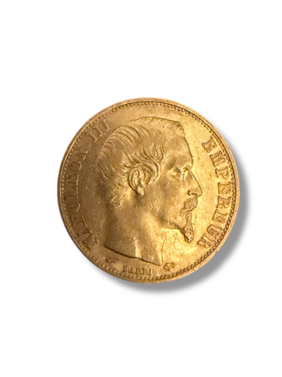 20 Francs Gold Coin, Napoleon III, Bare Head, 1857-photo-3