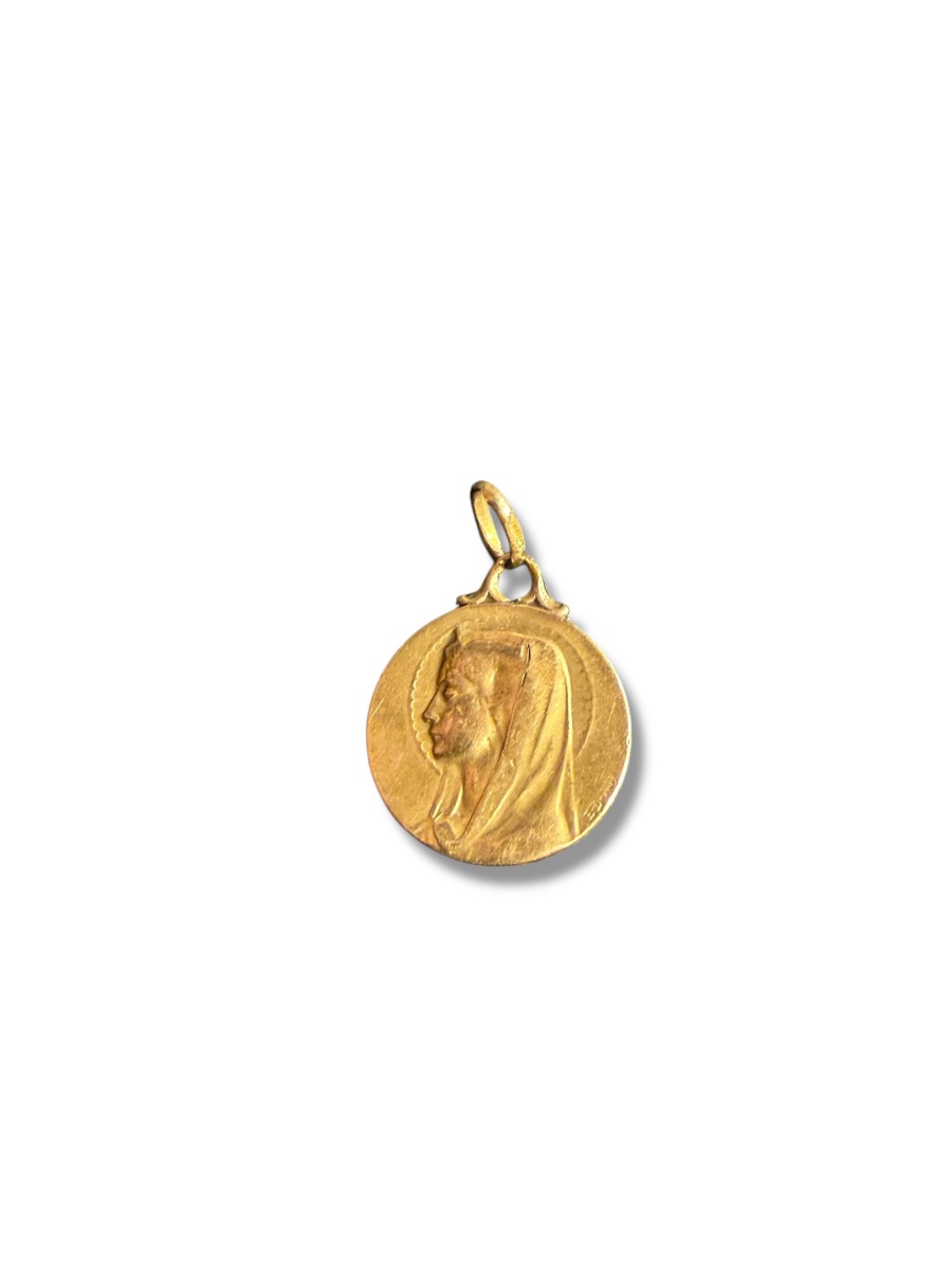 Gold Medal With Profile Of The Virgin Mary-photo-3