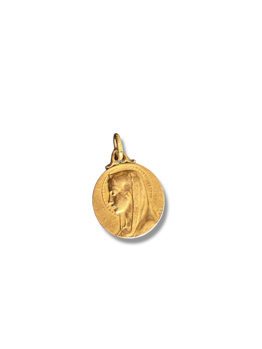 Gold Medal With Profile Of The Virgin Mary-photo-4
