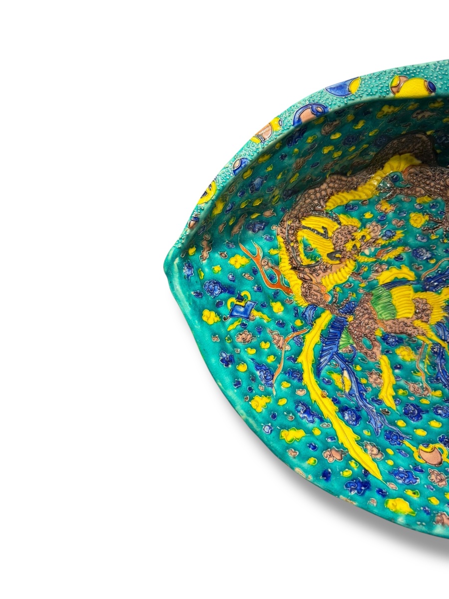 Japon MEIJI Important plat polychrome en forme de coquillage-photo-2