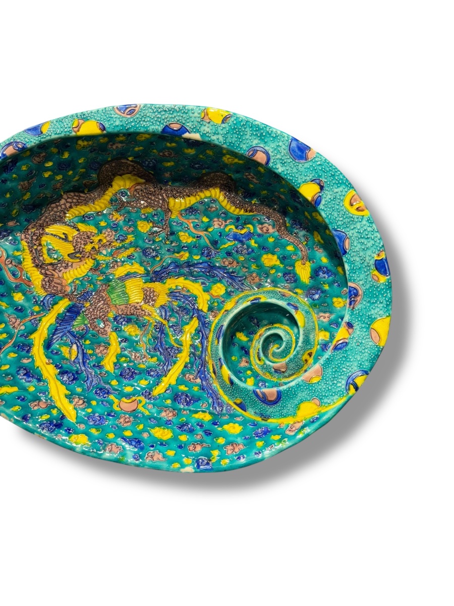 Japon MEIJI Important plat polychrome en forme de coquillage-photo-4