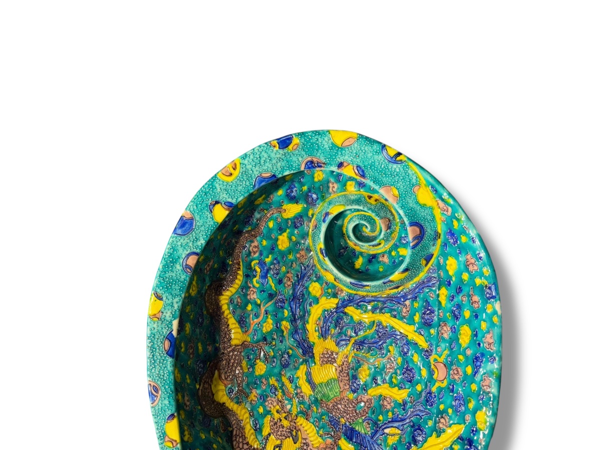 Japon MEIJI Important plat polychrome en forme de coquillage-photo-4