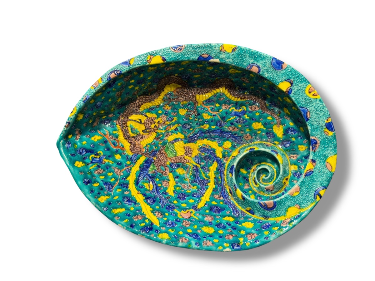 Japon MEIJI Important plat polychrome en forme de coquillage-photo-5