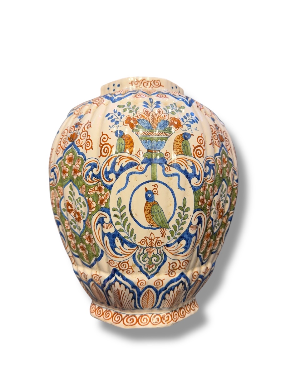 Delft pots couverts en faïence polychrome-photo-3