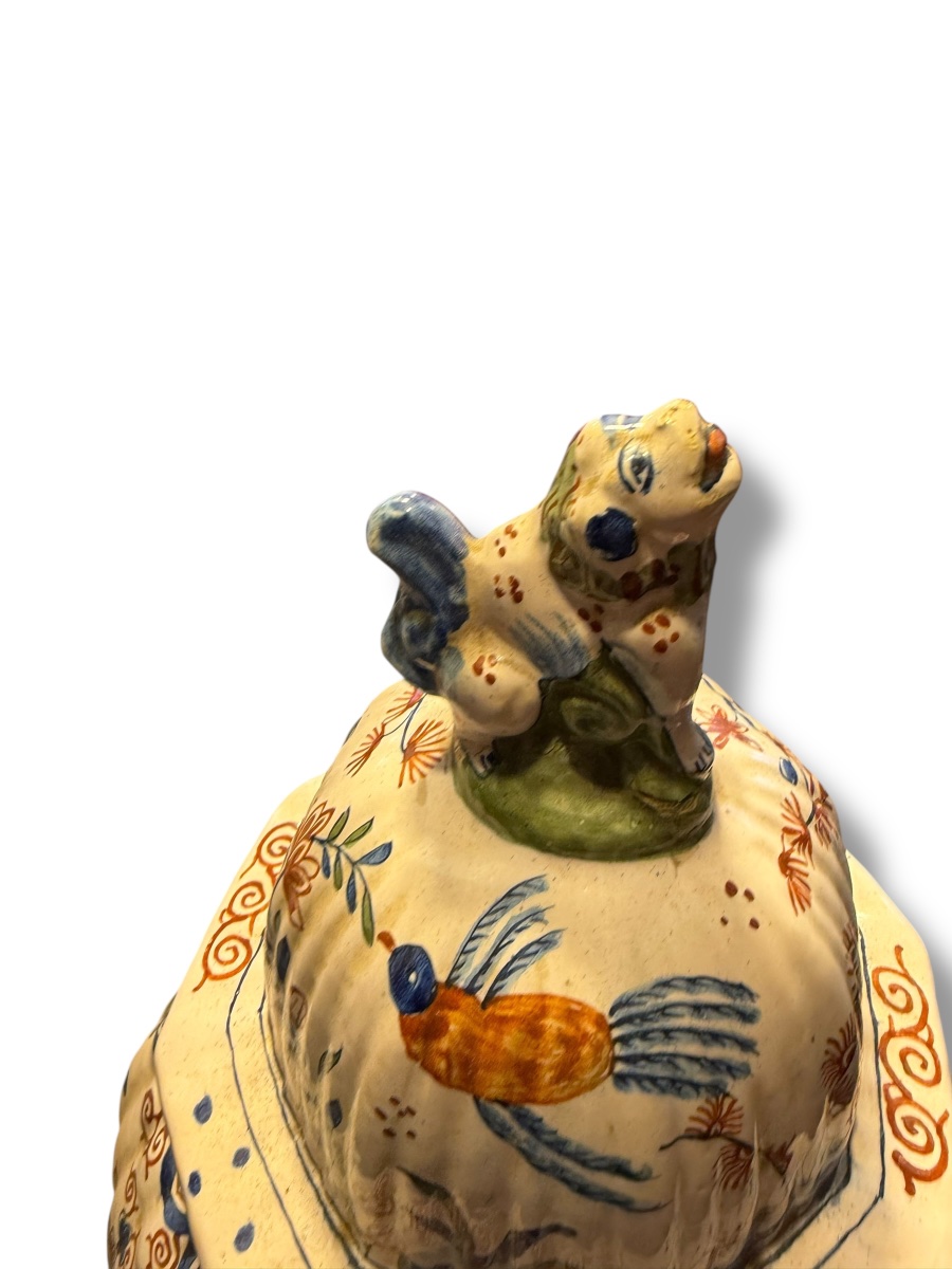 Delft pots couverts en faïence polychrome-photo-4