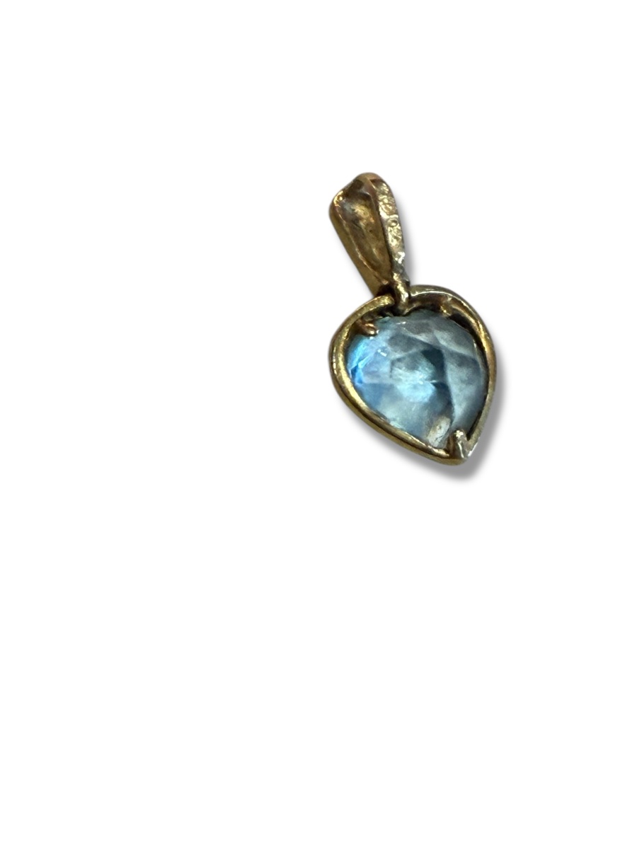 Pendentif cœur or et topaze bleu-photo-2