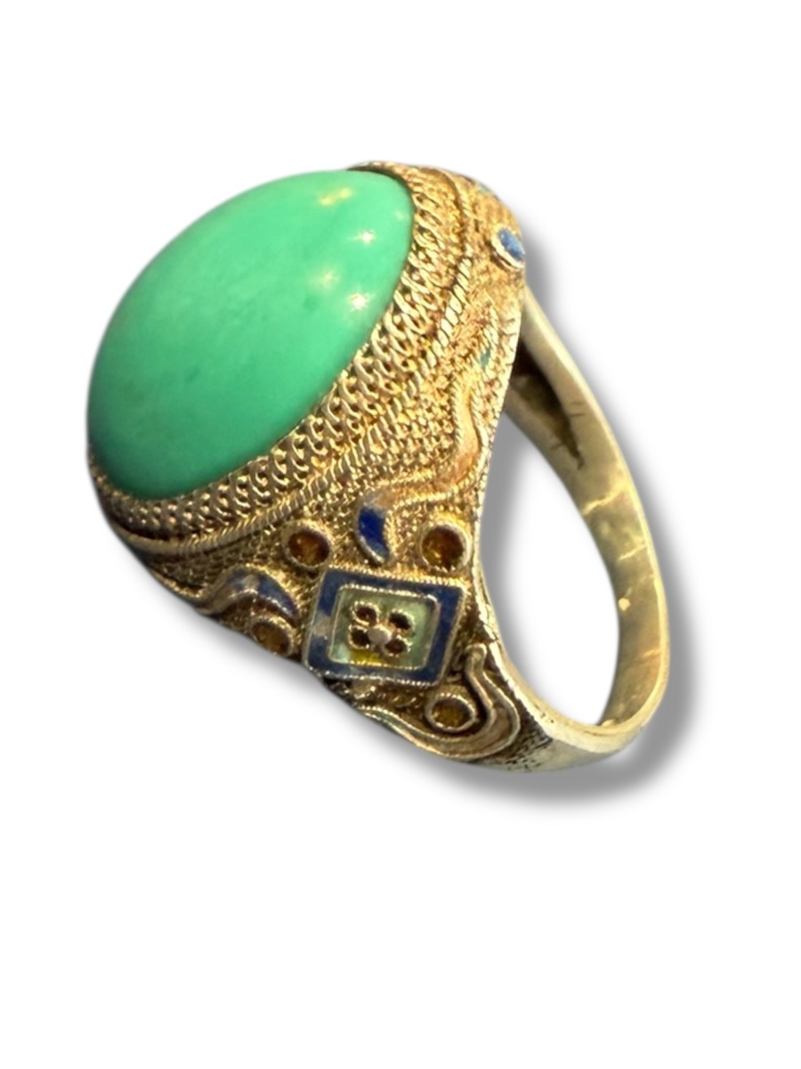 Bague en argent turquoise et émail-photo-3