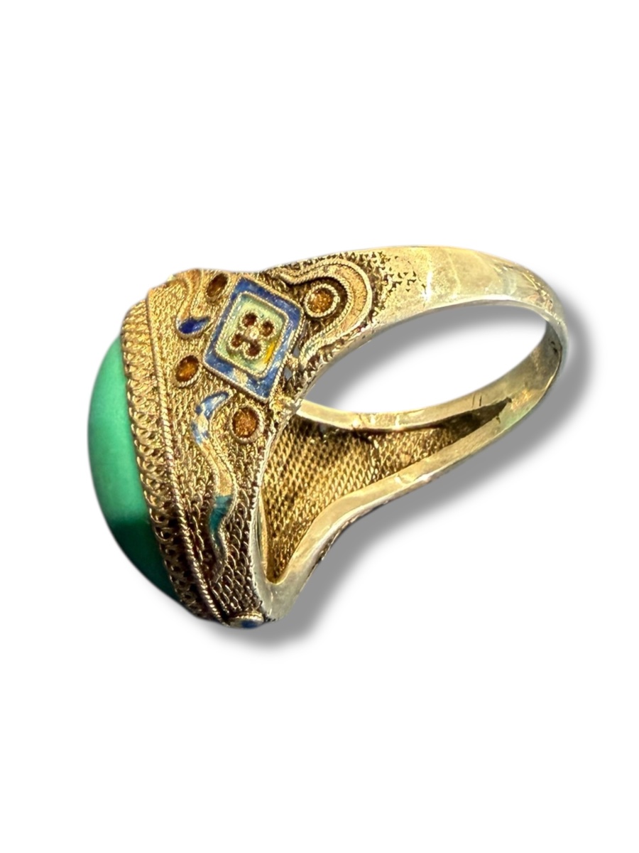 Bague en argent turquoise et émail-photo-2