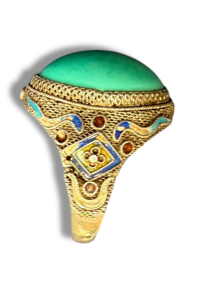 Bague en argent turquoise et émail-photo-4