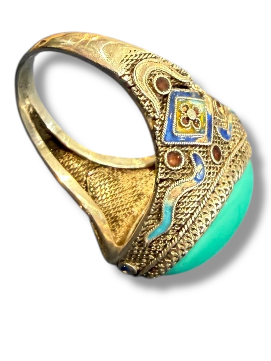 Bague en argent turquoise et émail-photo-5