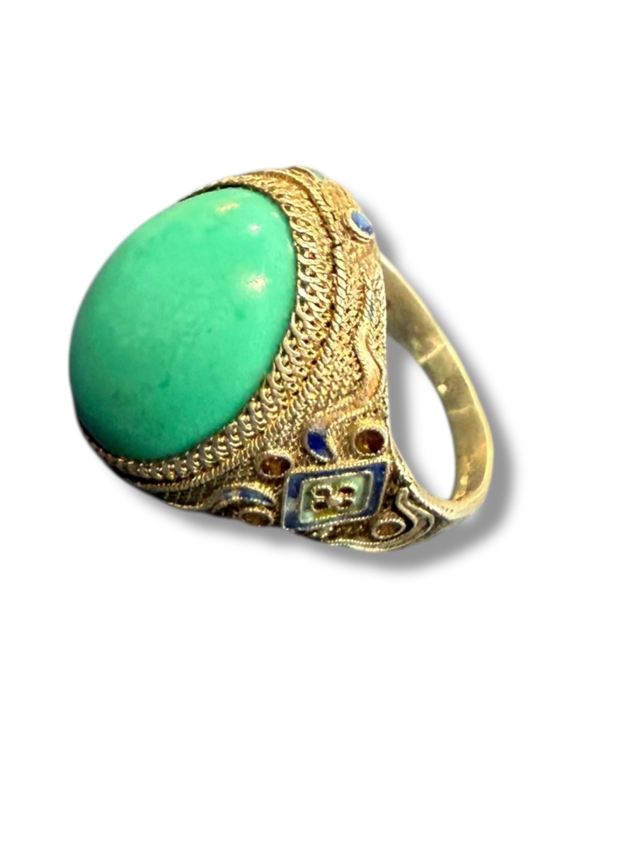 Bague en argent turquoise et émail-photo-6