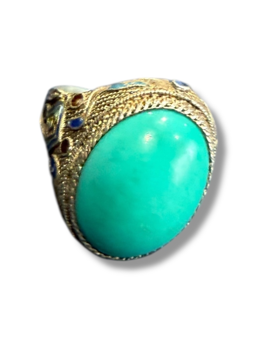 Bague en argent turquoise et émail-photo-7