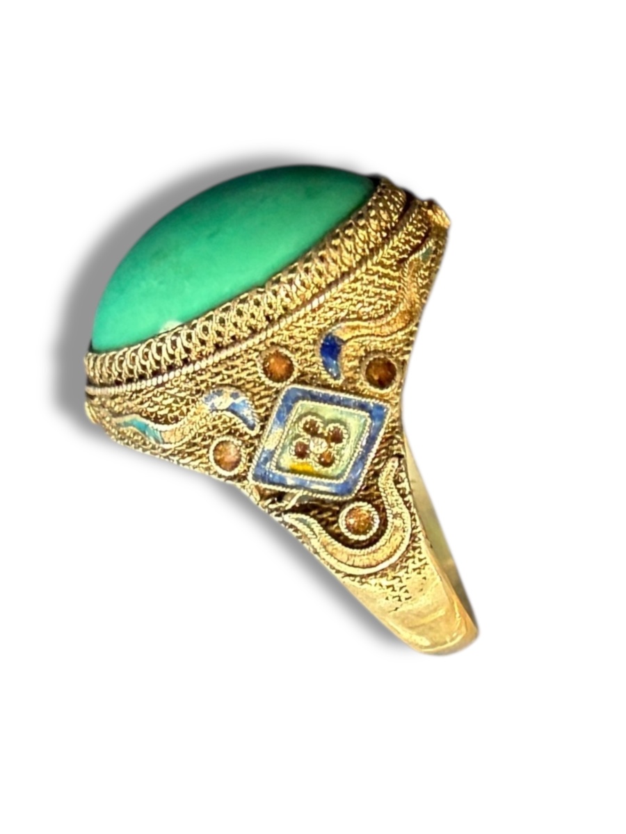 Bague en argent turquoise et émail