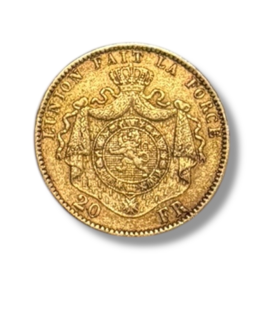 20 Francs Gold Coin Of Leopold Ii, 1877-photo-3
