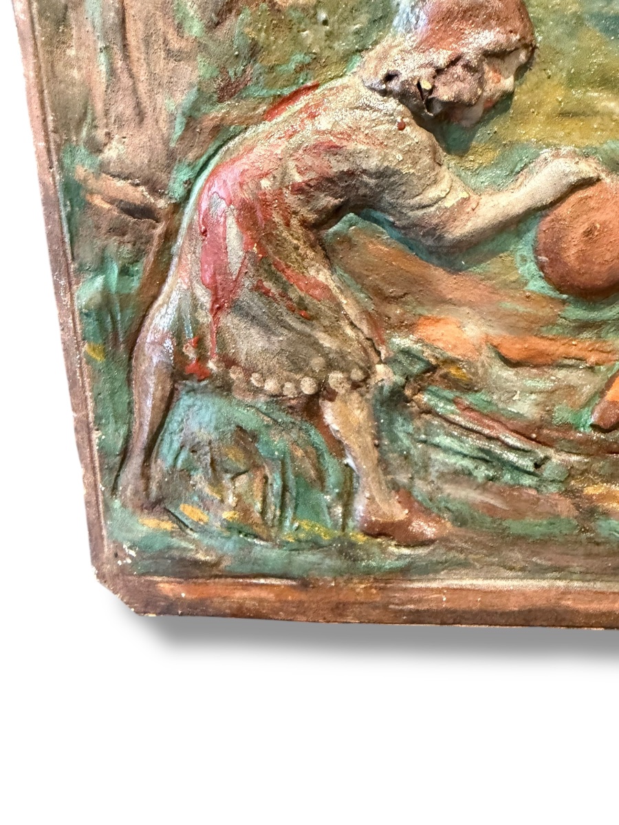 Le Jeu bas relief en terre cuite Eugene Gairal De Serezin-photo-4