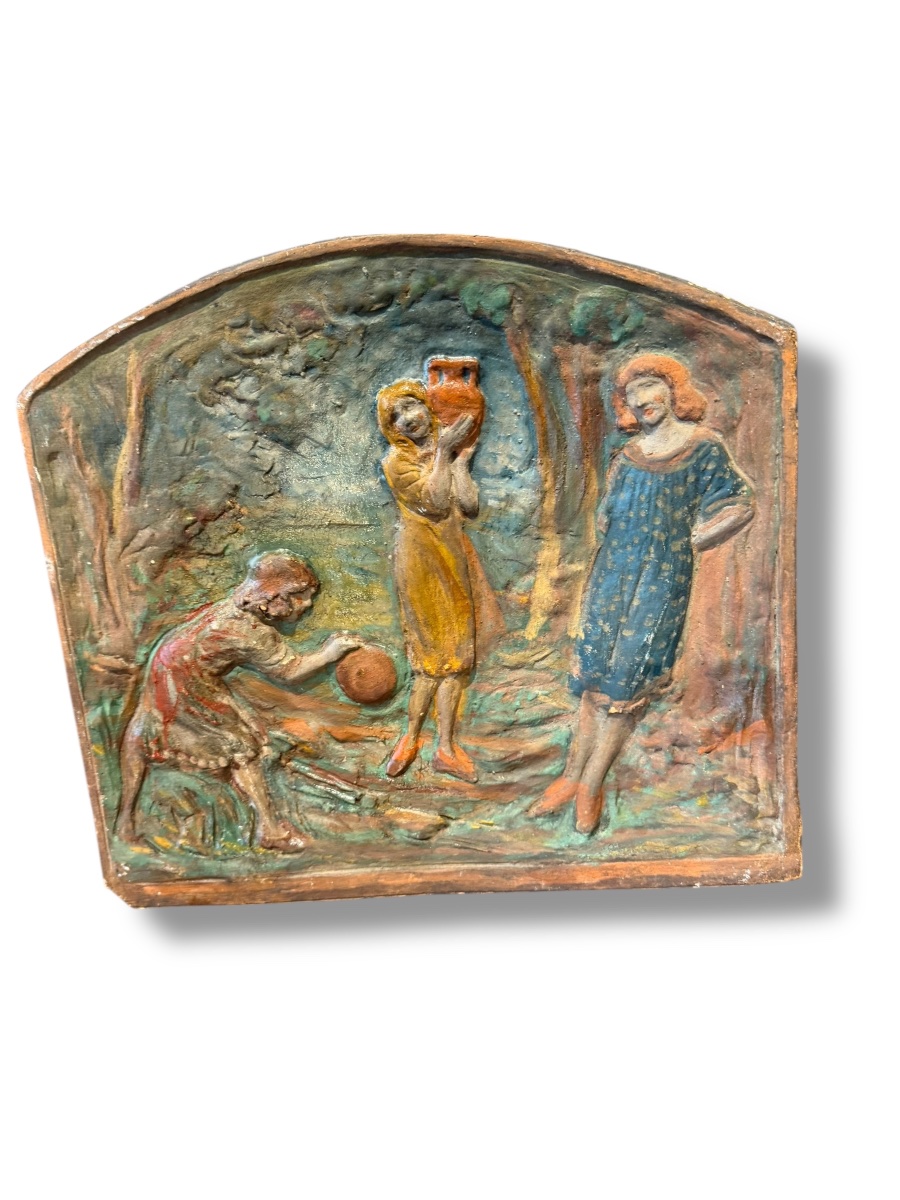 Le Jeu bas relief en terre cuite Eugene Gairal De Serezin-photo-1