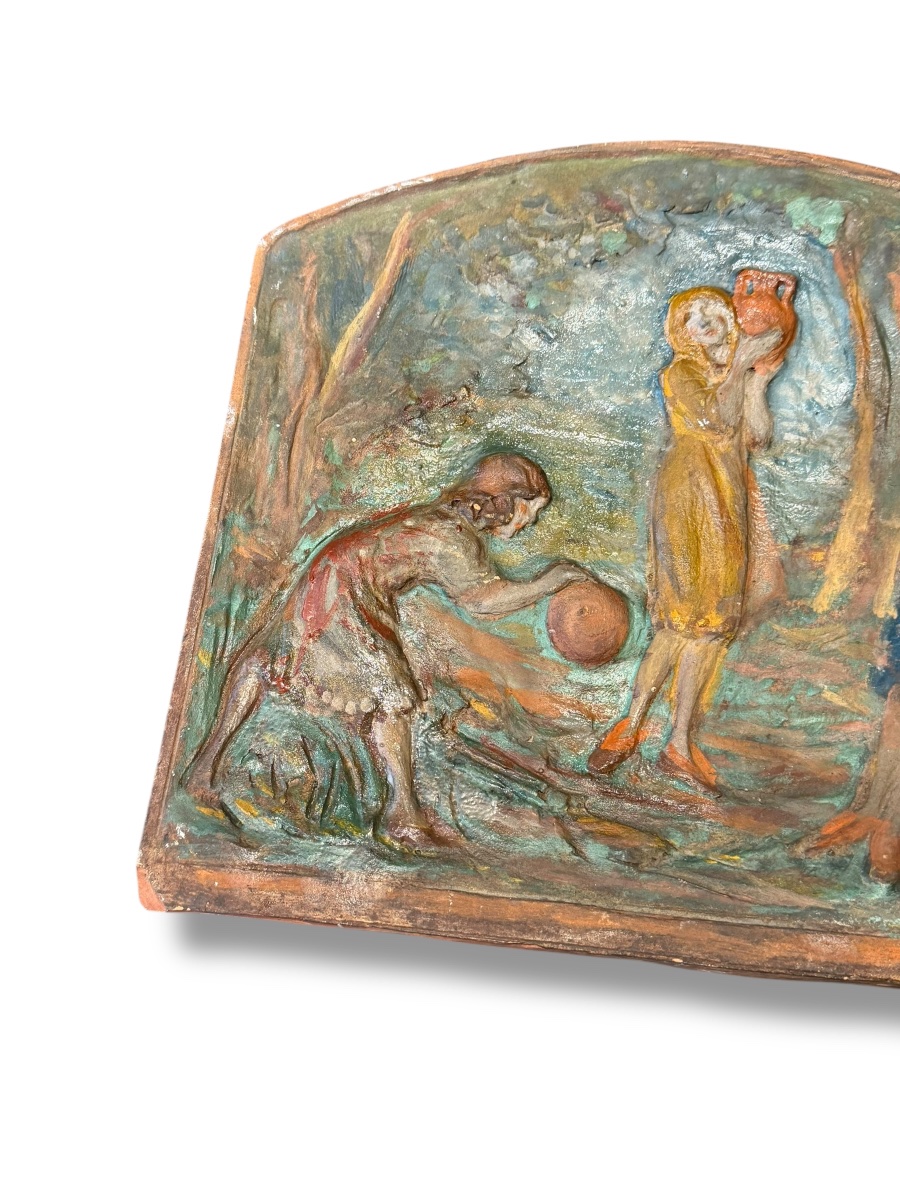 Le Jeu bas relief en terre cuite Eugene Gairal De Serezin-photo-4