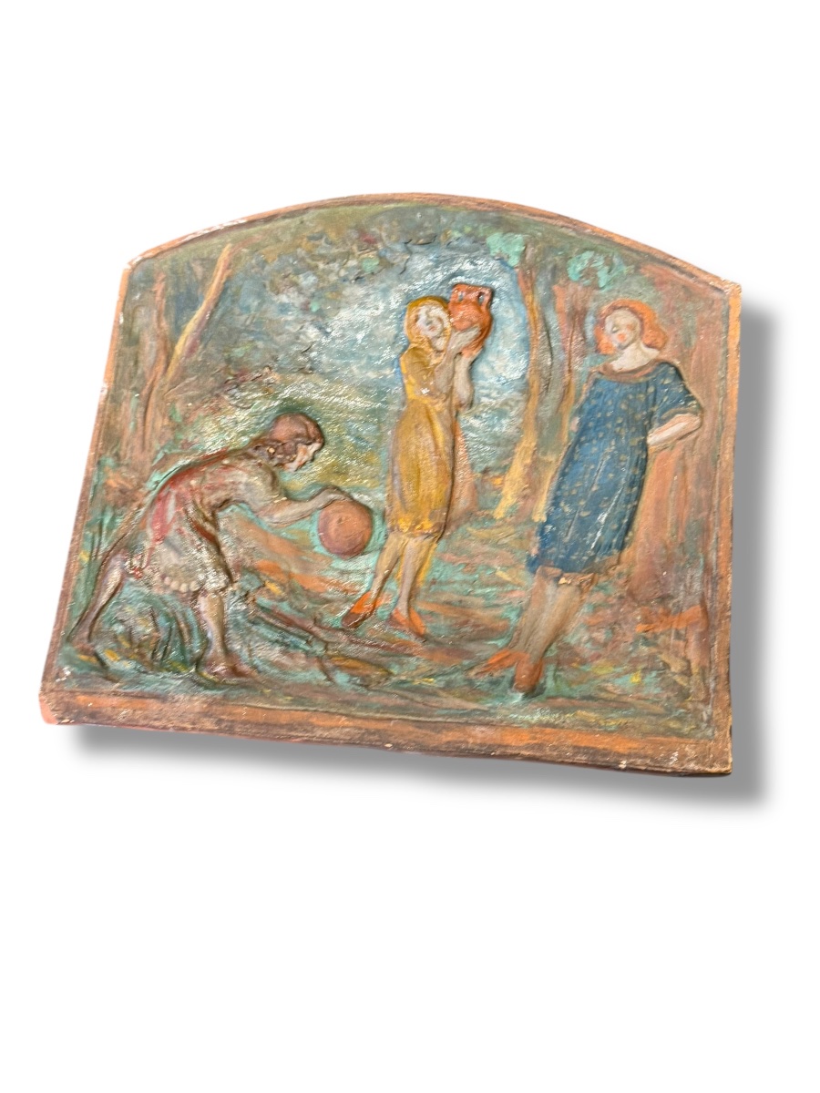 Le Jeu bas relief en terre cuite Eugene Gairal De Serezin-photo-5