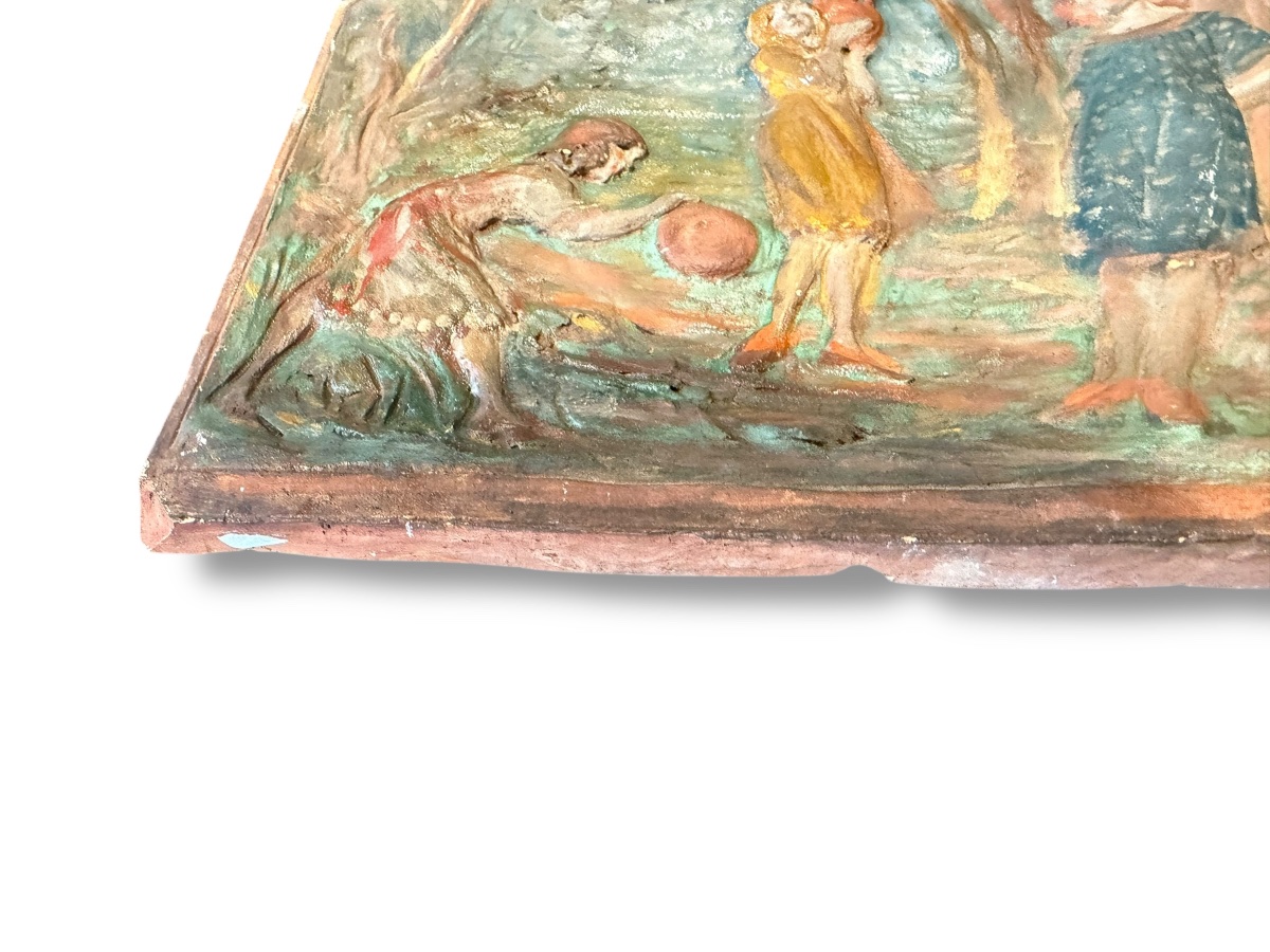 Le Jeu bas relief en terre cuite Eugene Gairal De Serezin-photo-7