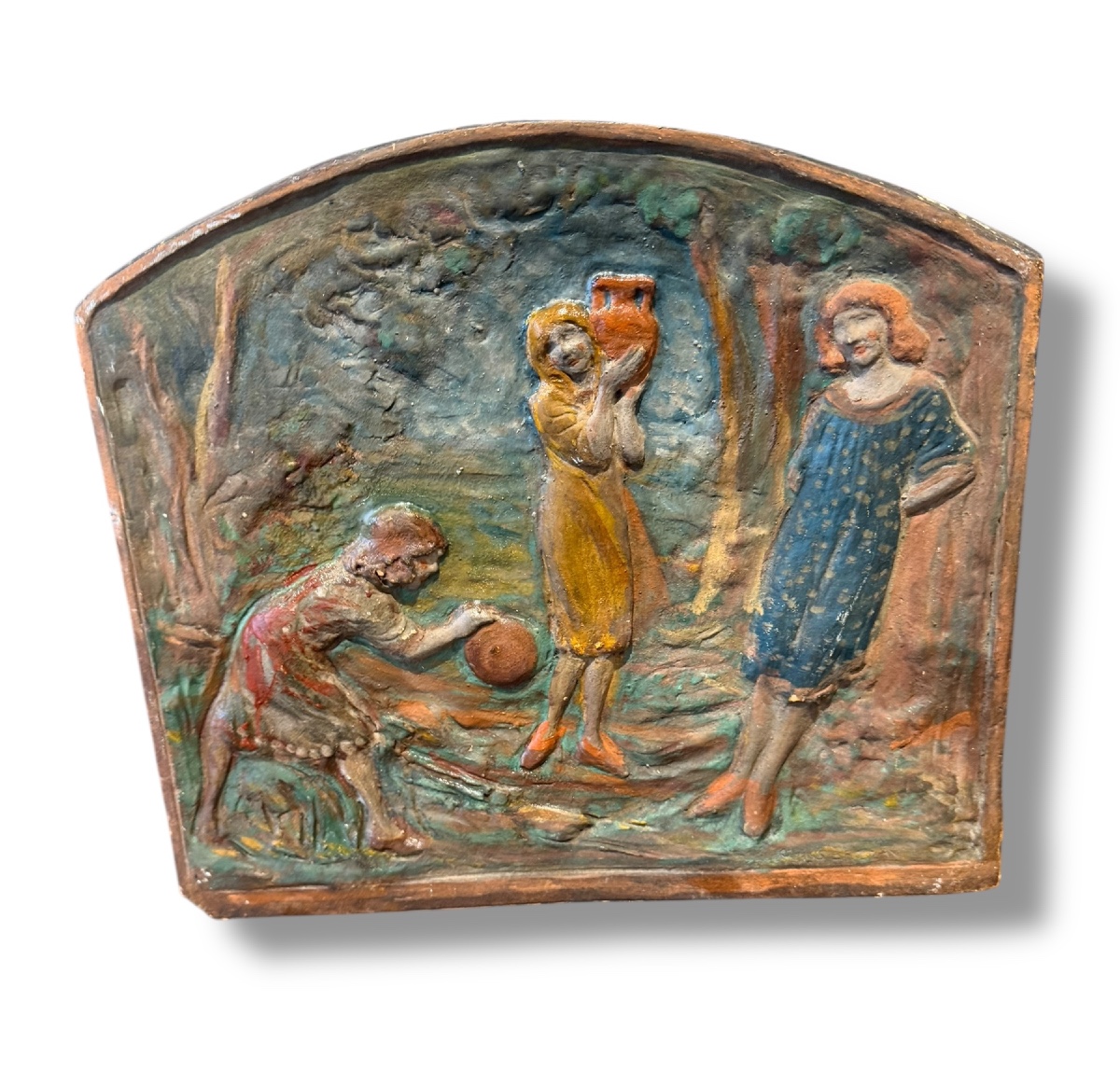 Le Jeu bas relief en terre cuite Eugene Gairal De Serezin