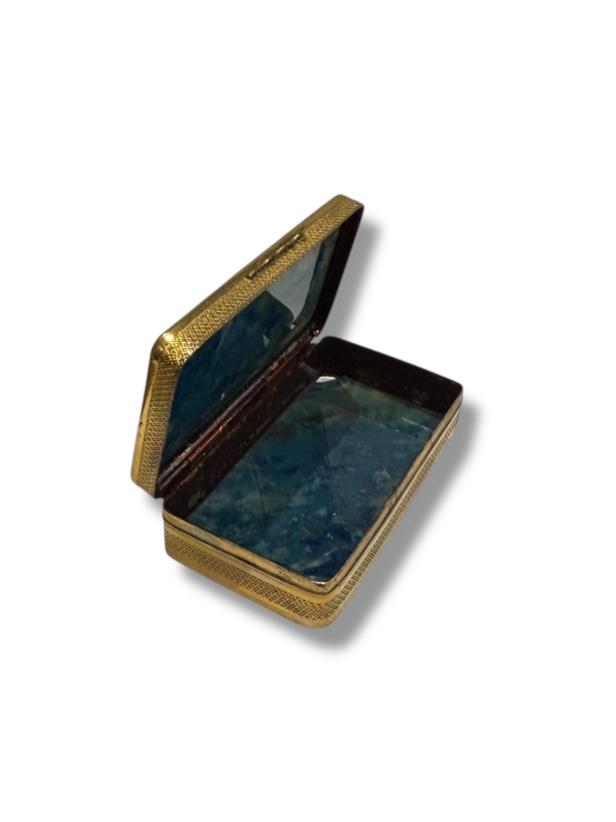 Box Made Of Blue Moss Agate And Gold-plated Metal -photo-3