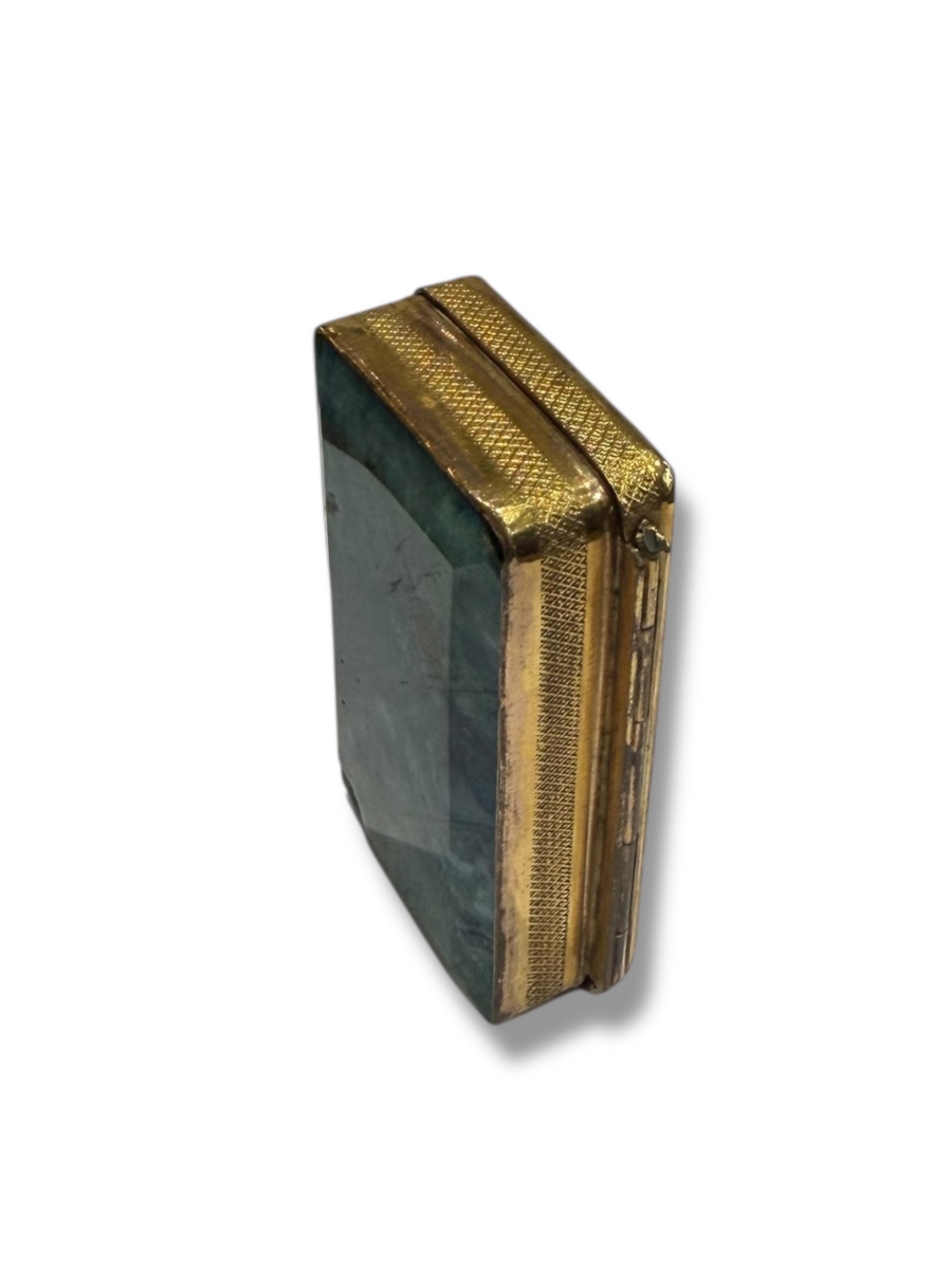 Box Made Of Blue Moss Agate And Gold-plated Metal -photo-4