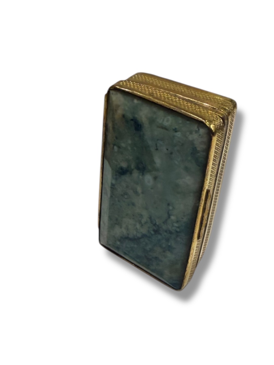 Box Made Of Blue Moss Agate And Gold-plated Metal -photo-2