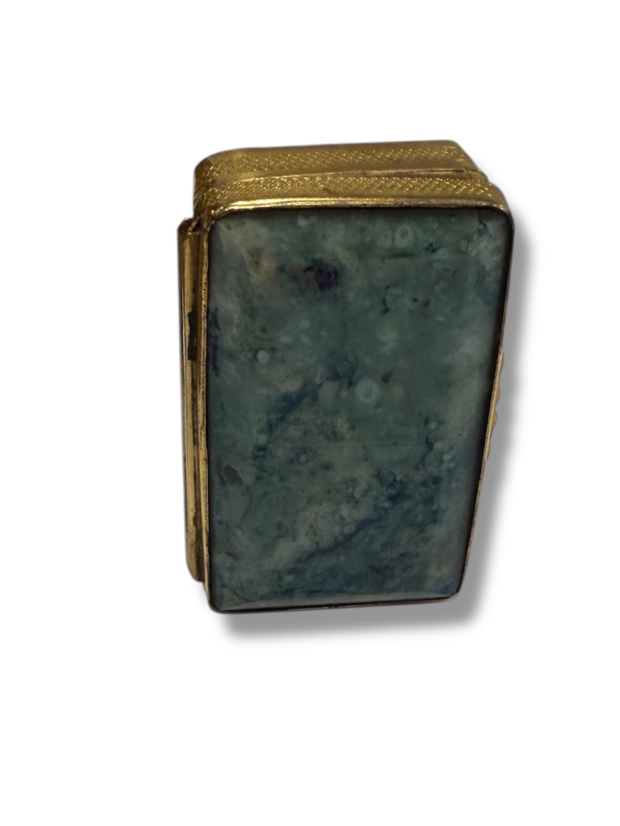 Box Made Of Blue Moss Agate And Gold-plated Metal -photo-4