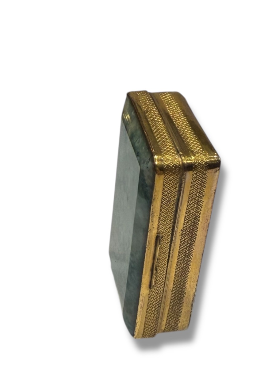 Box Made Of Blue Moss Agate And Gold-plated Metal -photo-6