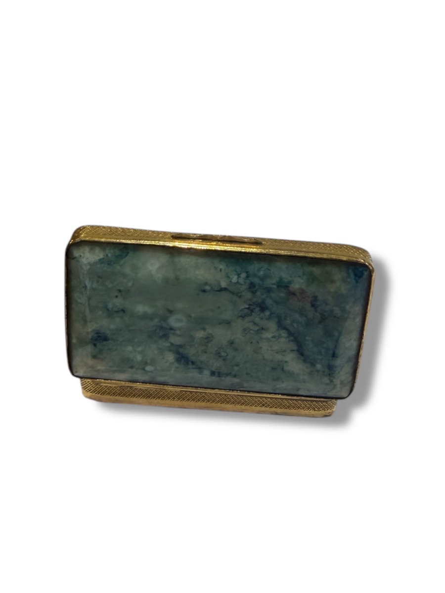 Box Made Of Blue Moss Agate And Gold-plated Metal -photo-8