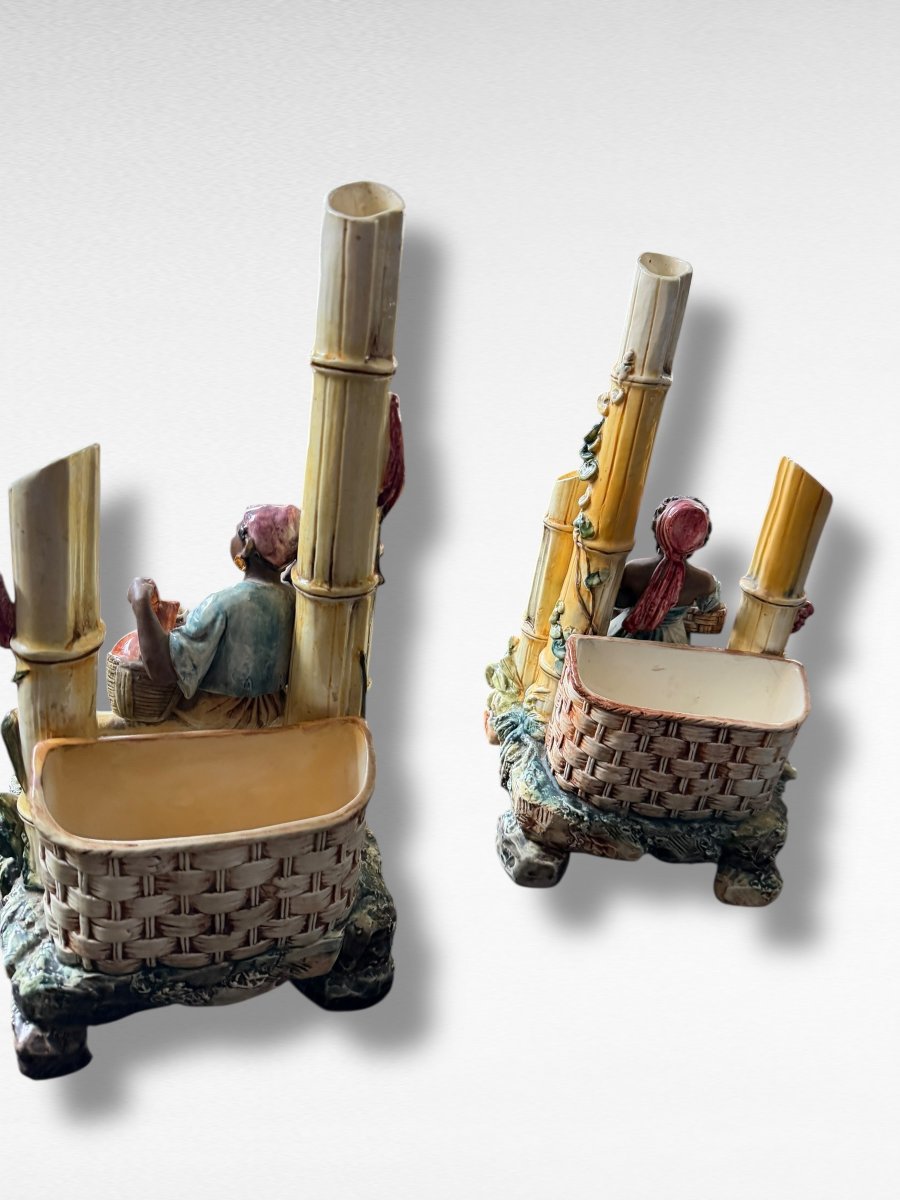 Nubiens Paire de jardinières en barbotine-photo-4