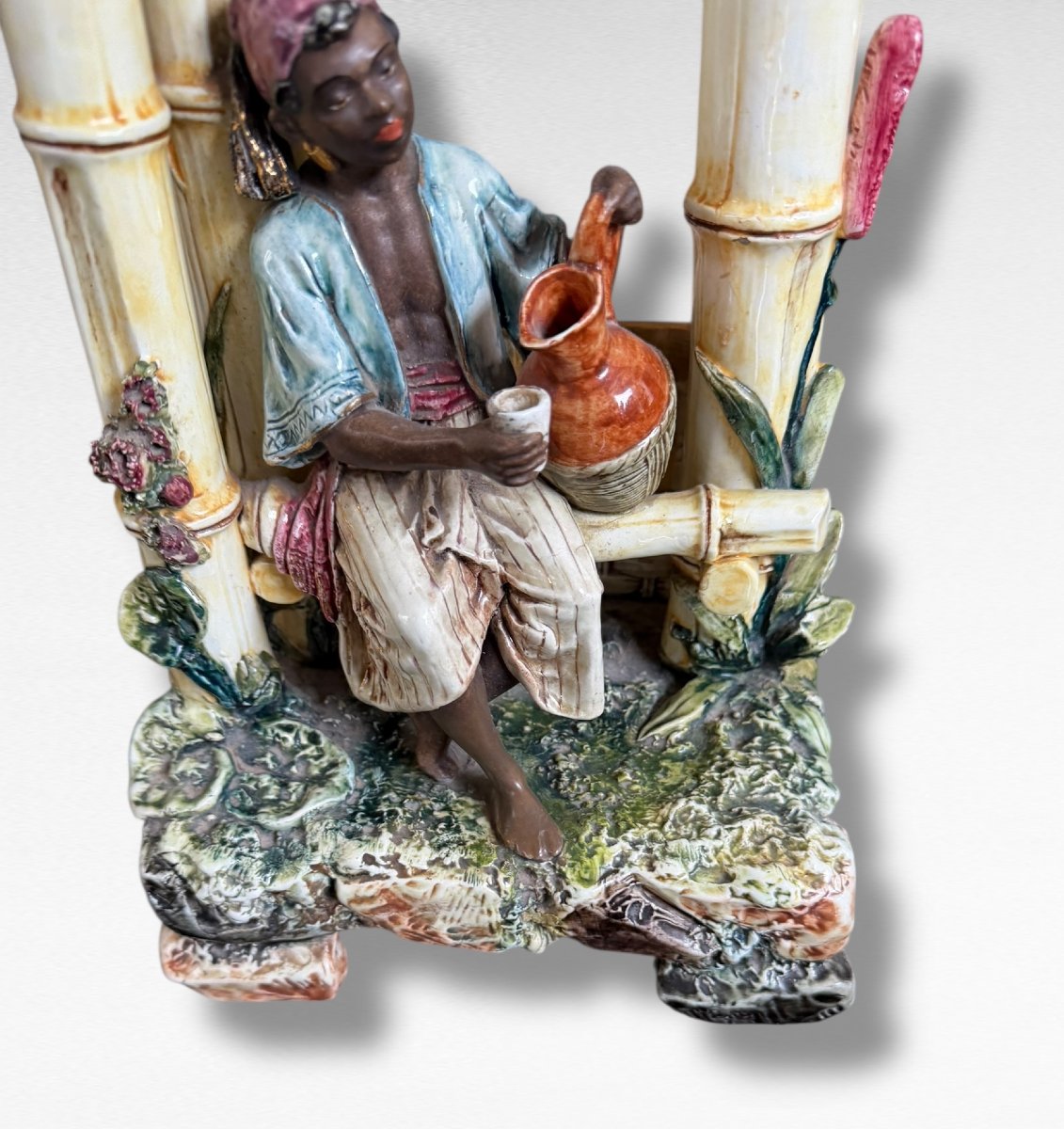 Nubiens Paire de jardinières en barbotine-photo-4