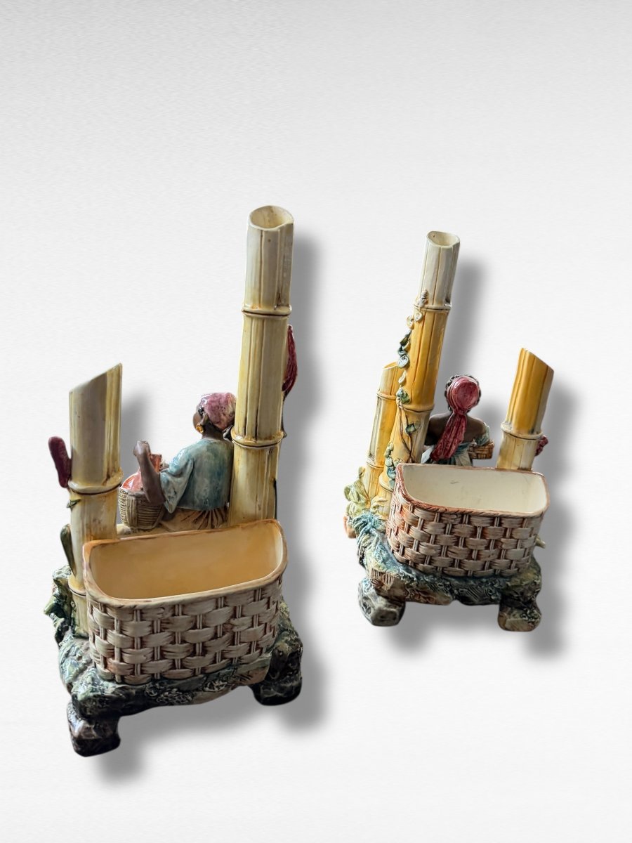 Nubiens Paire de jardinières en barbotine-photo-7