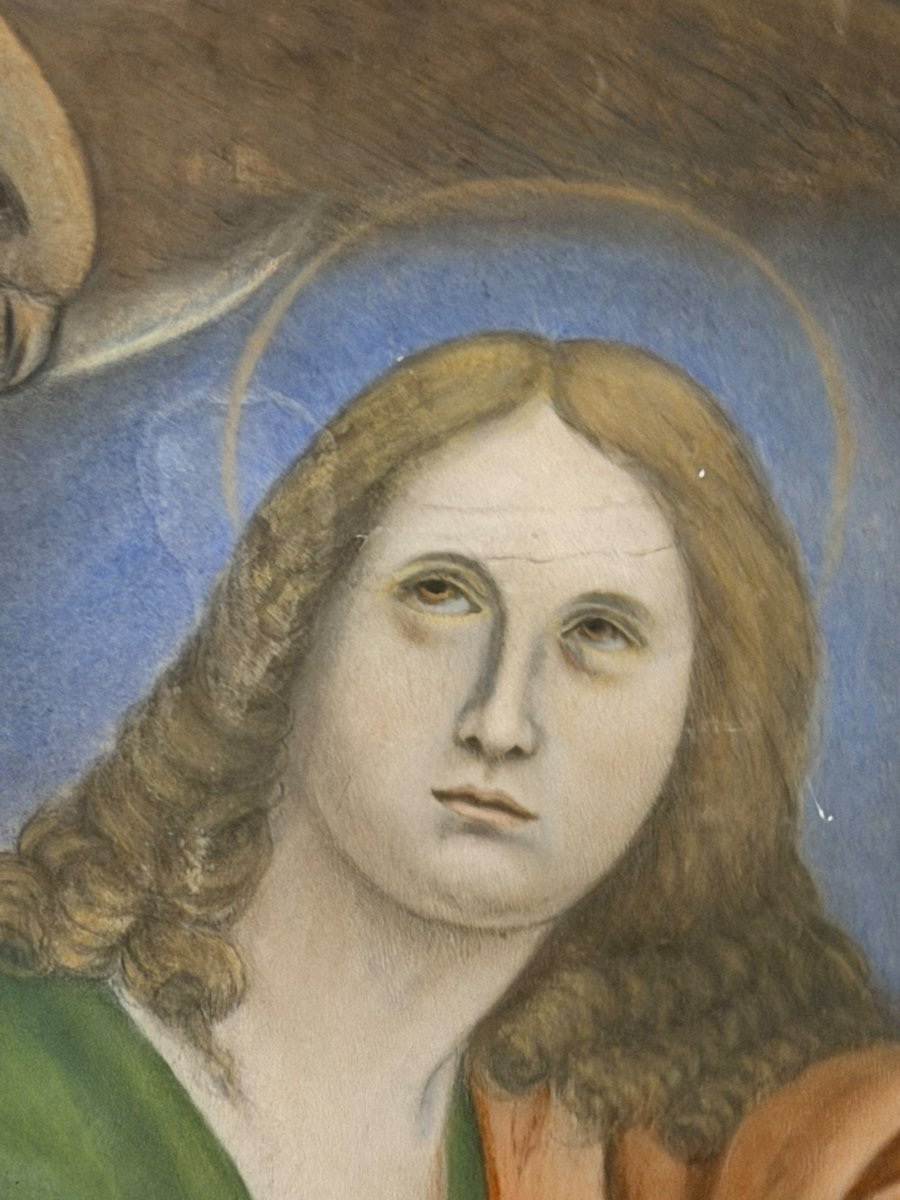 Saint John The Evangelist, Important 19th-century Pastel-photo-1
