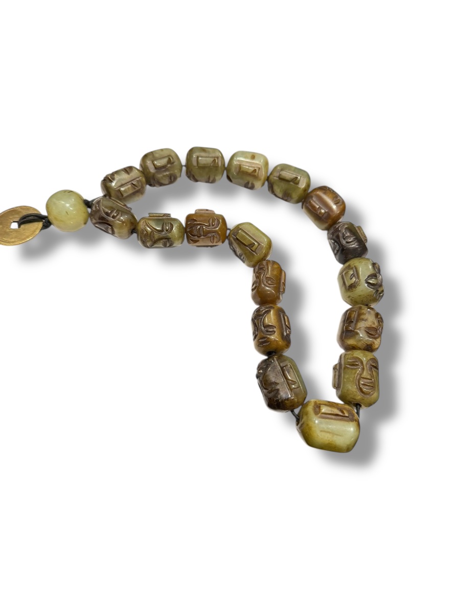 Tibet chapelet en jade néphrite 18 immortels-photo-1