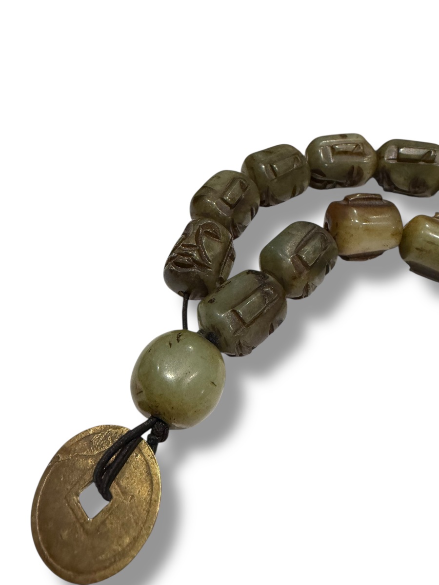 Tibet chapelet en jade néphrite 18 immortels-photo-3