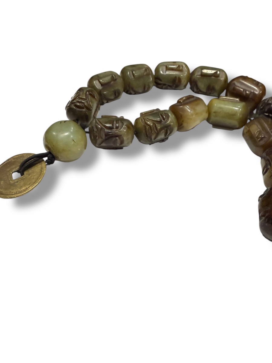 Tibet chapelet en jade néphrite 18 immortels-photo-4