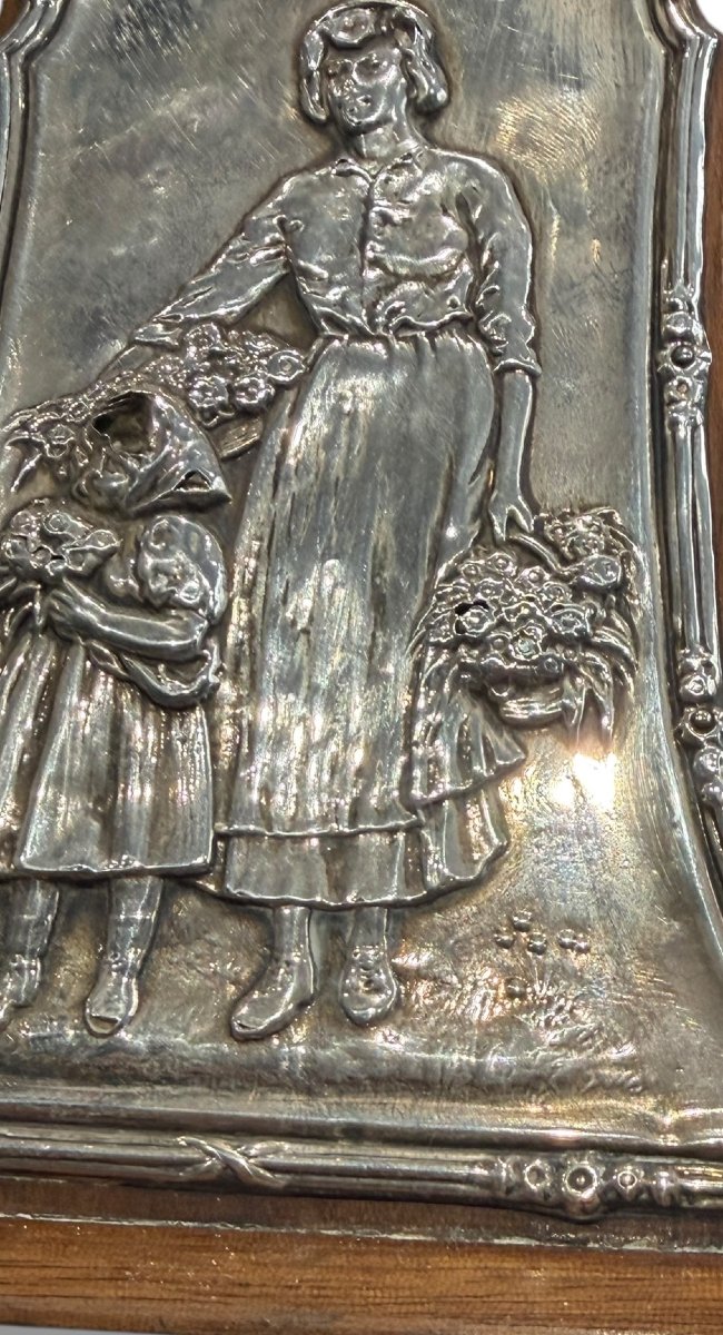 Mother And Child Mantel Clock In Solid Silver-photo-5